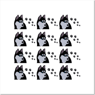 siberian husky dog pattern Posters and Art